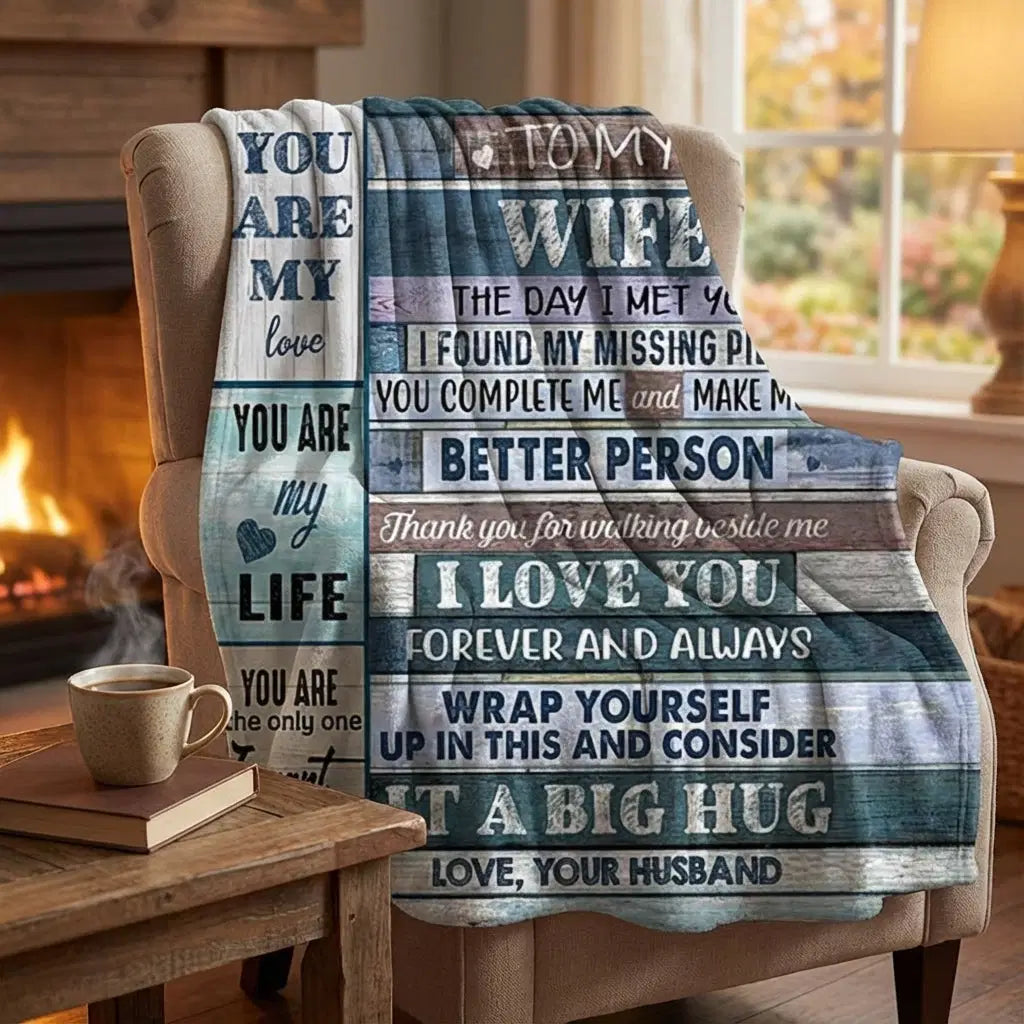 Amorlune flannel blanket "Für meine Frau," cozy and warm, perfect for anniversaries and cuddling.