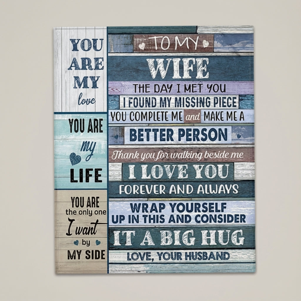 Flanell Kuscheldecke „Für meine Frau“ – Warmes Geschenk zum Jahrestag - Amorlune