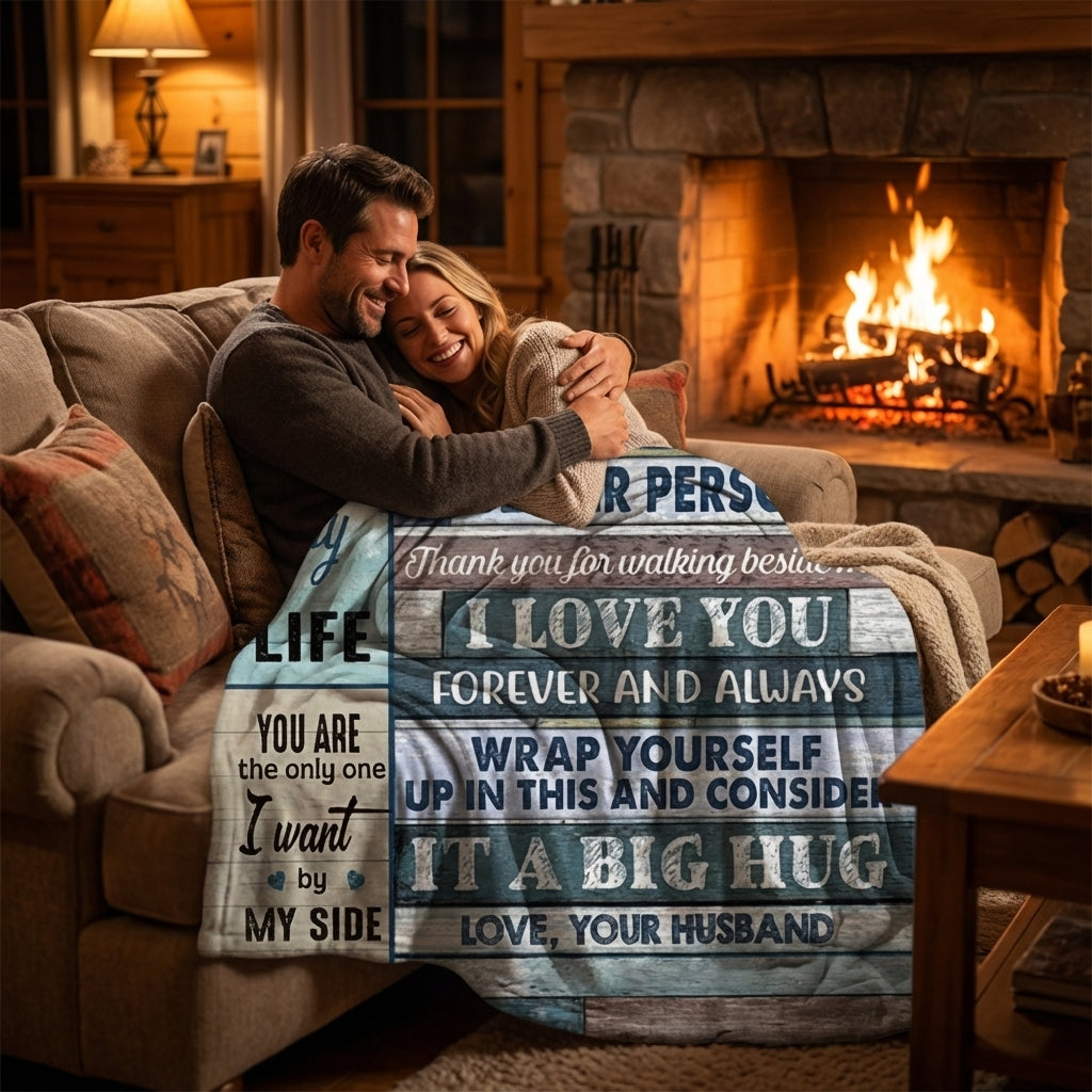 Flanell Kuscheldecke „Für meine Frau“ – Warmes Geschenk zum Jahrestag - Amorlune