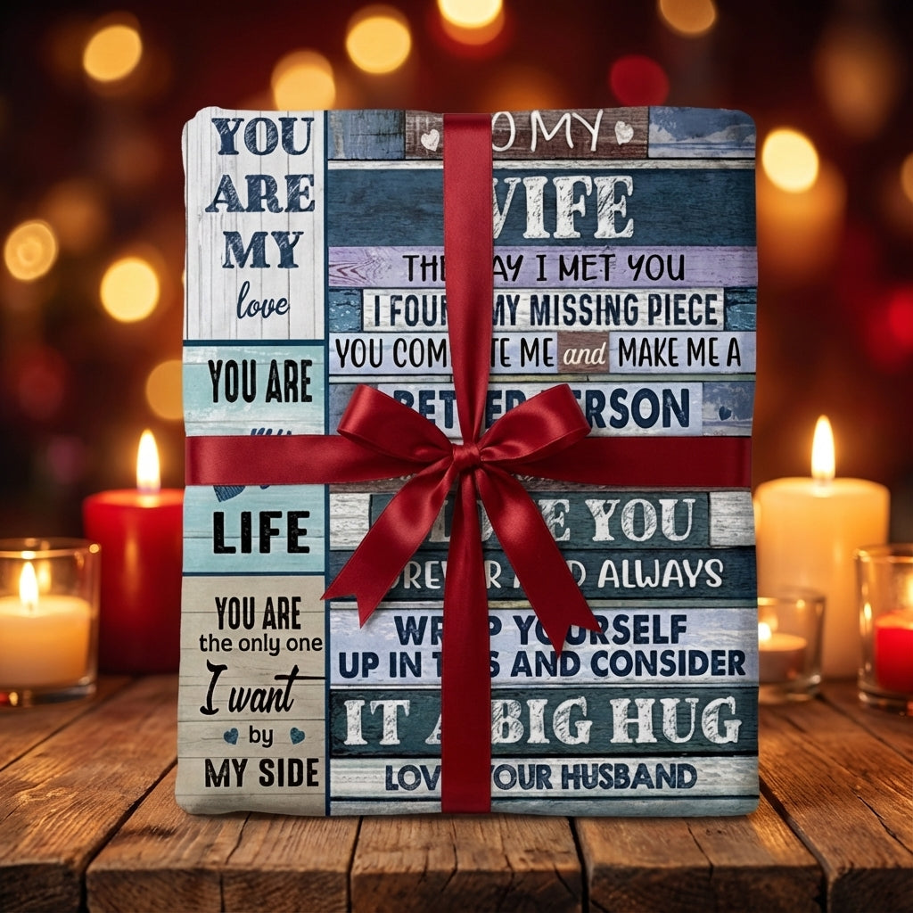 Flanell Kuscheldecke „Für meine Frau“ – Warmes Geschenk zum Jahrestag - Amorlune