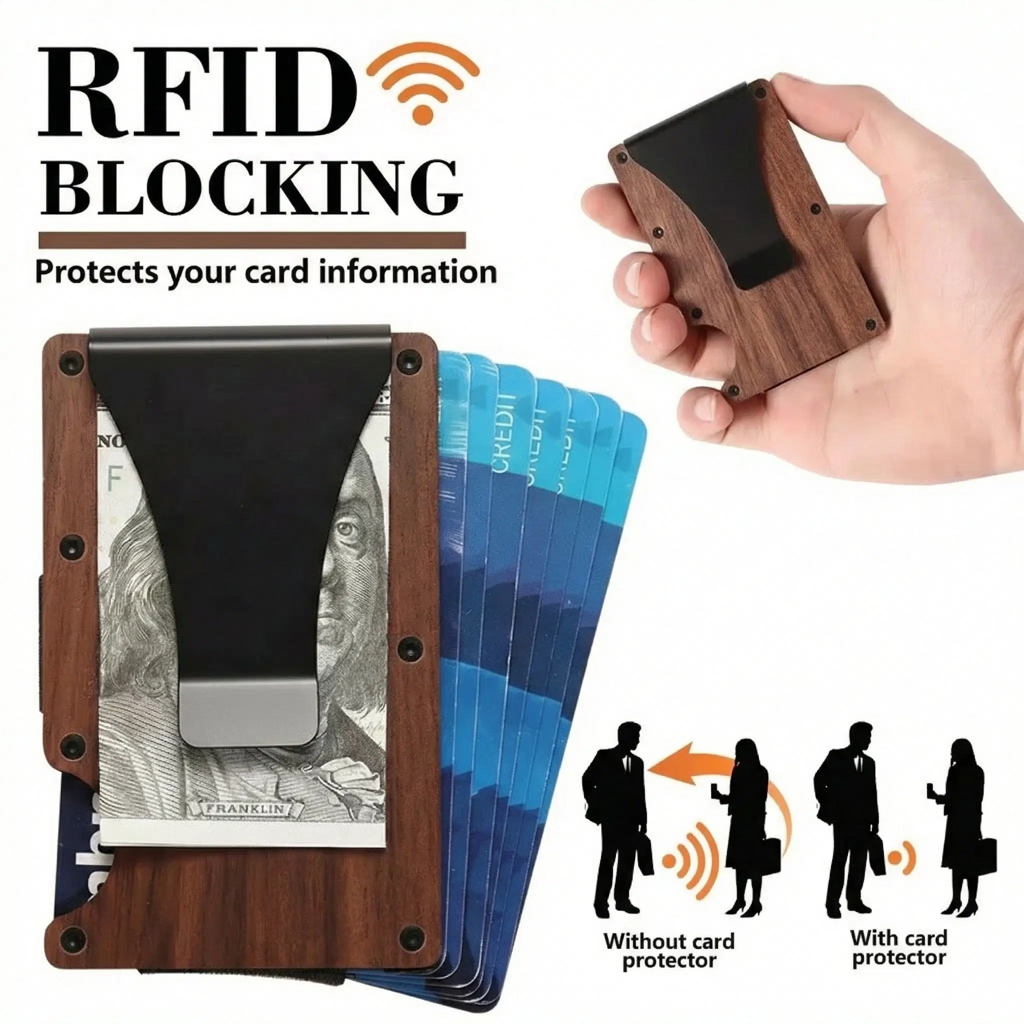 Holz-Kartenetui mit RFID-Schutz - Amorlune