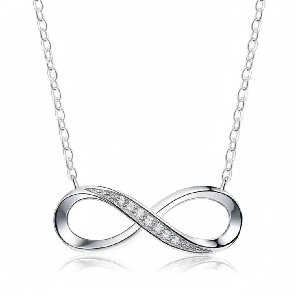 Amorlune 925 Sterling Silver infinity necklace with elegant design and polished finish. Ideal for everyday wear.
