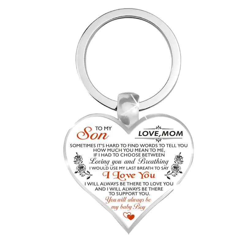 Amorlune heart design keychain pendant for wife and daughter, showcasing intricate details and a loving sentiment.