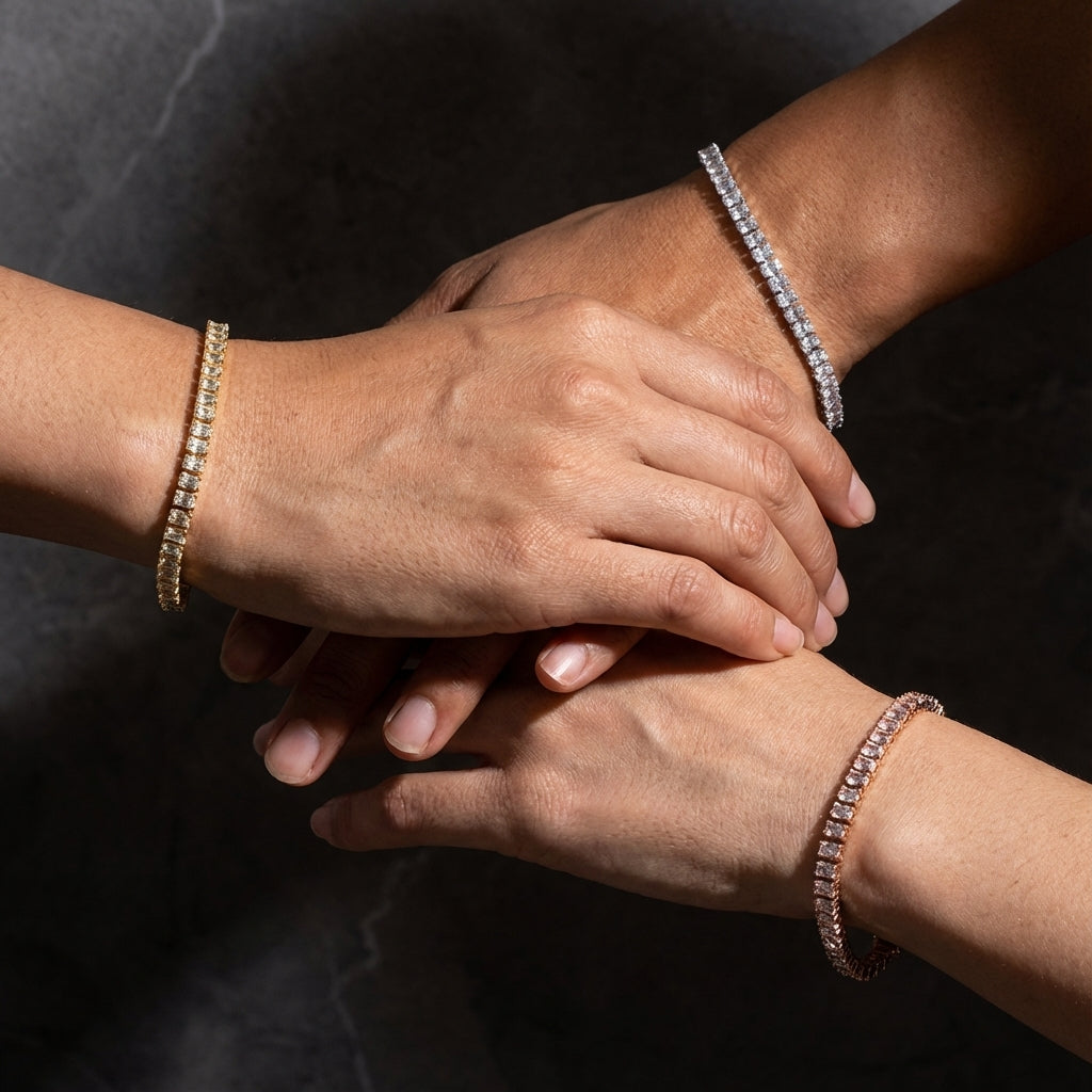 Luxus Tennisarmband Zirkonia – Damen & Herren, 7 oder 8 Zoll, Gold/Roségold/Silber - Amorlune