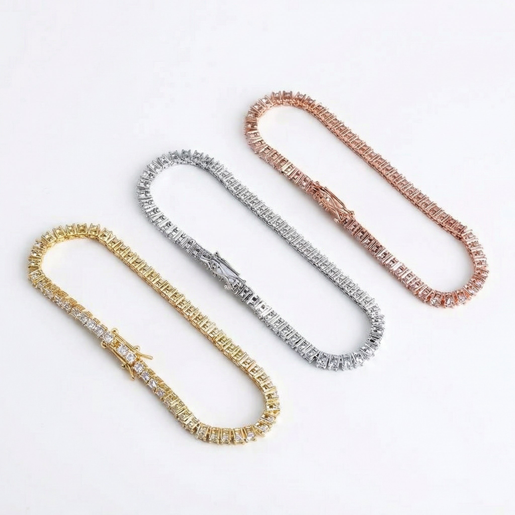 Luxus Tennisarmband Zirkonia – Damen & Herren, 7 oder 8 Zoll, Gold/Roségold/Silber - Amorlune 