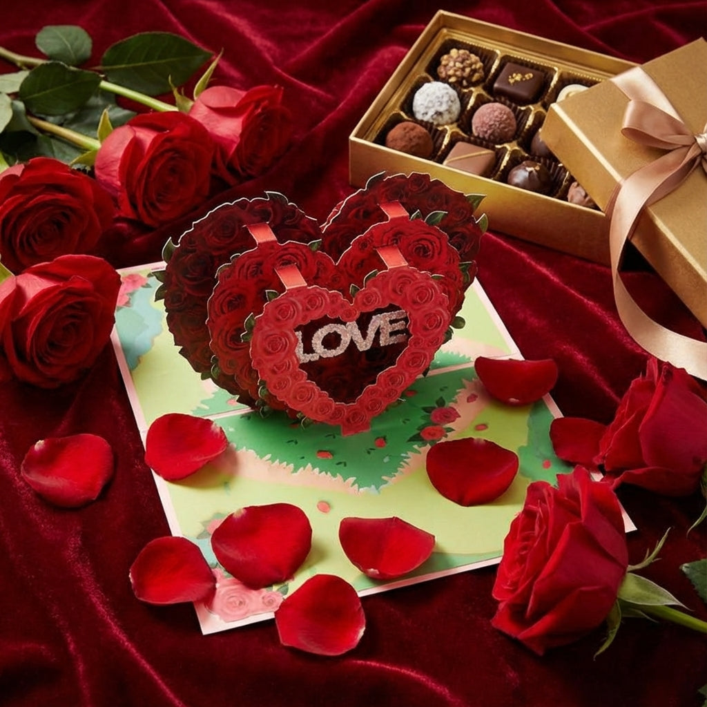 Pop-Up Liebeskarte für Valentinstag & Jahrestage - Amorlune