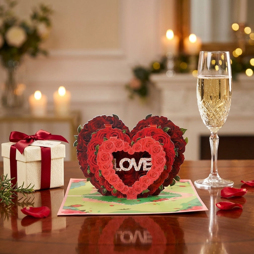 Pop-Up Liebeskarte für Valentinstag & Jahrestage - Amorlune
