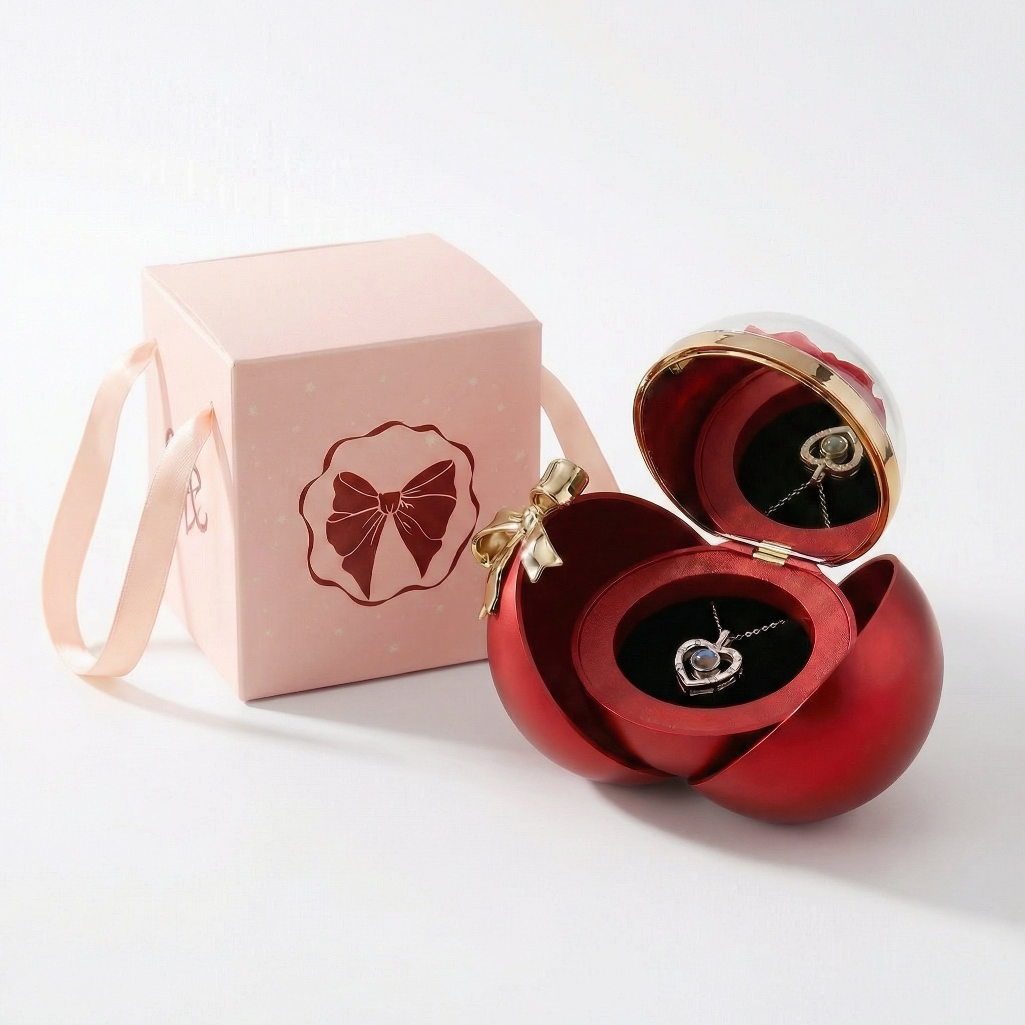 Rosen-Geschenkbox mit „Ich liebe Dich“-Kette & Schmuckfach - Amorlune 