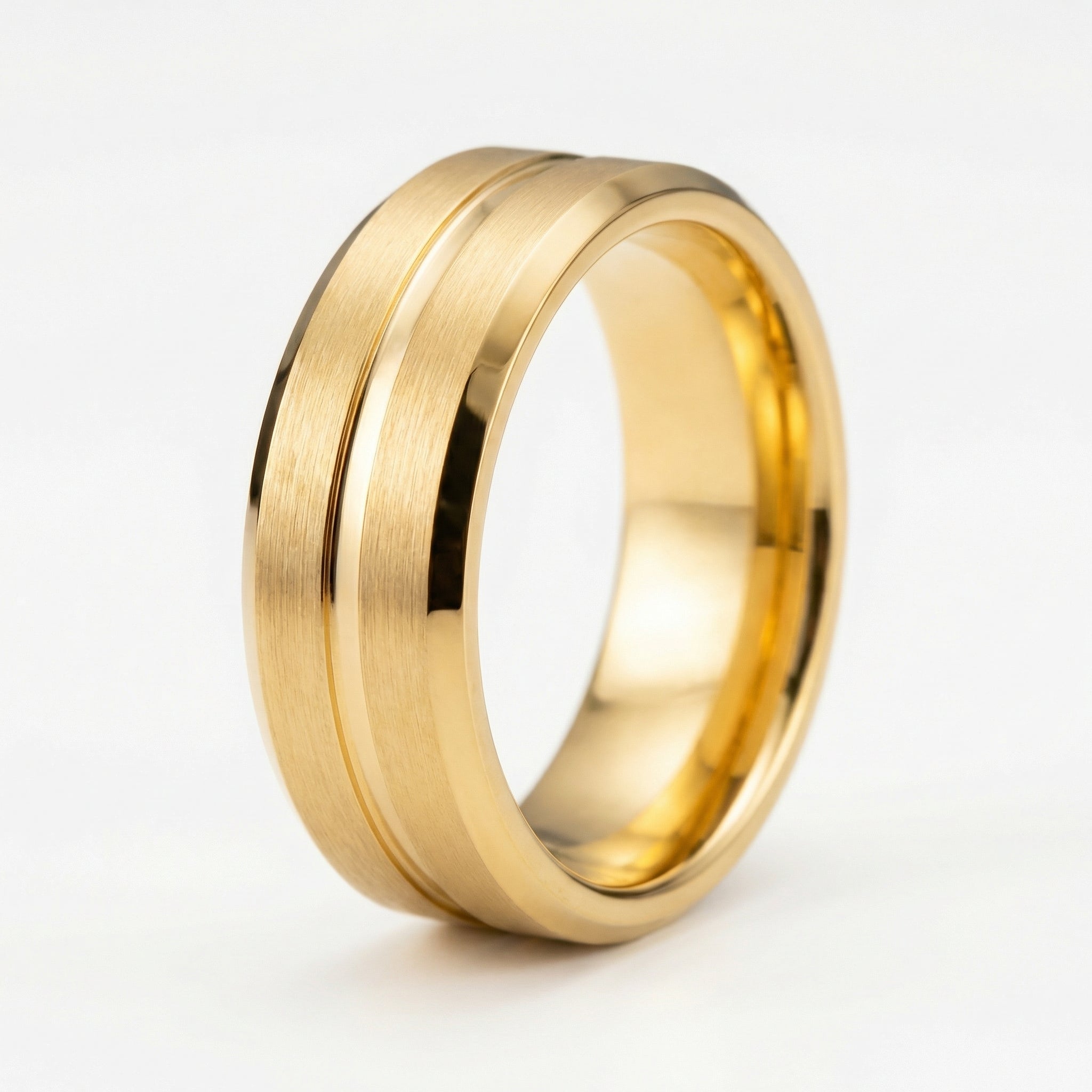 Schwarzer Herrenring aus Wolfram – 8mm, Modernes Design, Komfort-Fit - Amorlune 