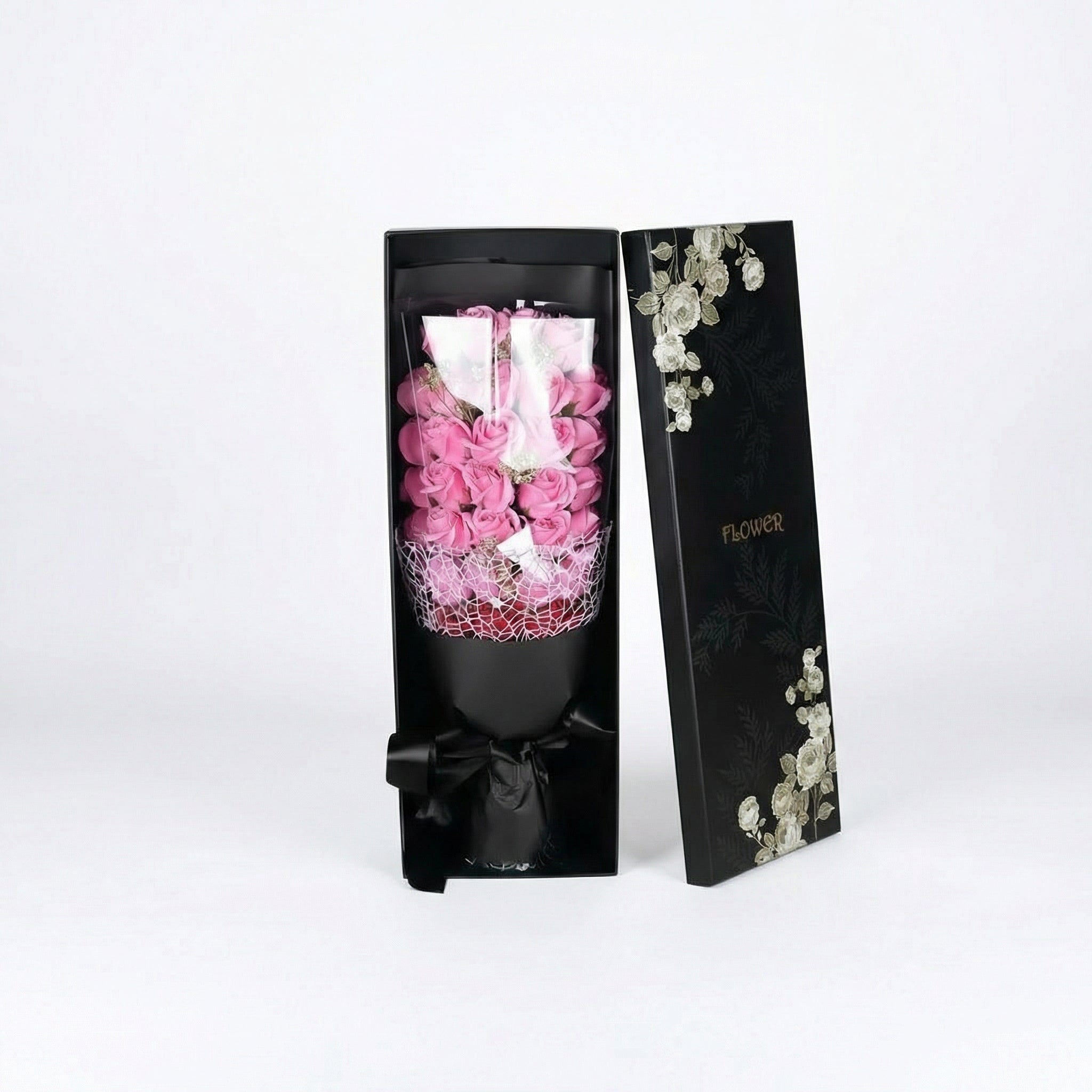 Soap flower bouquet "Elegance" by Amorlune, featuring vibrant faux blooms in a decorative arrangement.