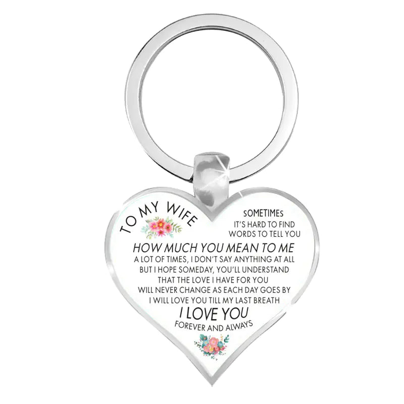 Amorlune heart design keychain pendant for wife and daughter, showcasing intricate detailing and a sentimental connection.