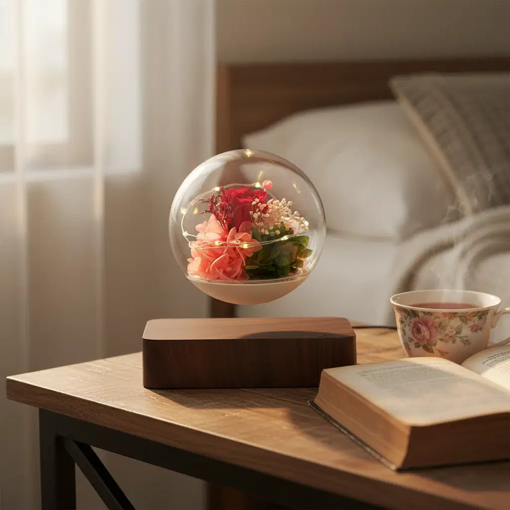 Rosa eterna magnetica fluttuante - Decorazione da scrivania unica