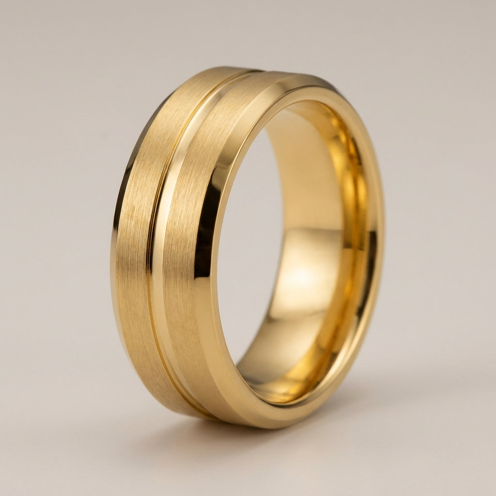 Schwarzer Herrenring aus Wolfram – 8mm, Modernes Design, Komfort-Fit