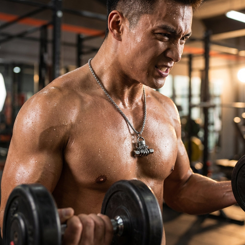 Cadena de puño con mancuernas de acero de titanio 
