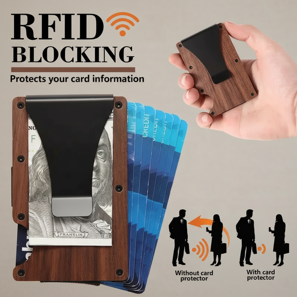 Holz-Kartenetui mit RFID-Schutz