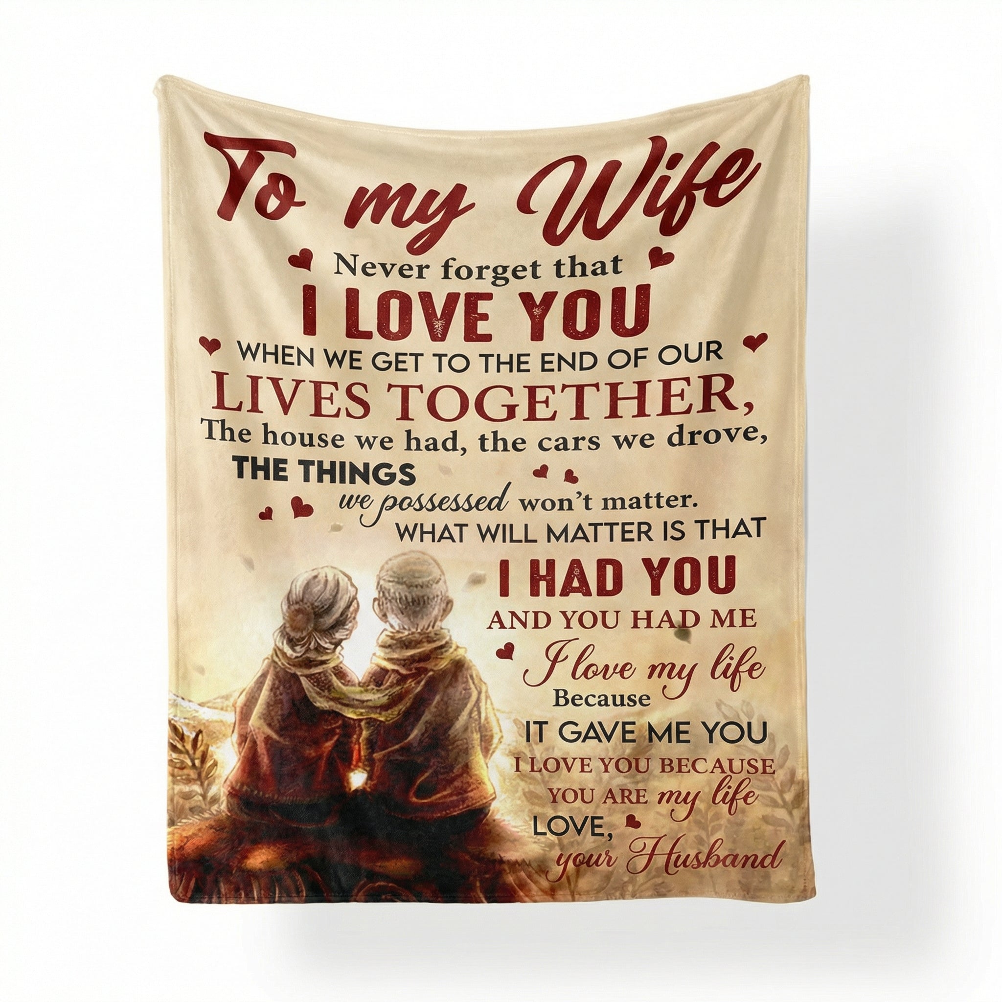 Amorlune flannel blanket for wives featuring a heartfelt message, showcasing soft fabric and cozy design.