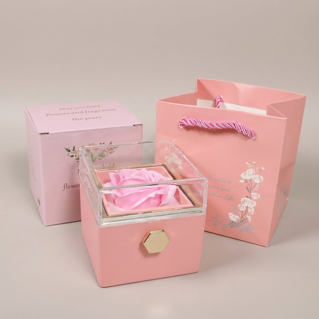 Caja de regalo clásica de rosas artificiales eternas